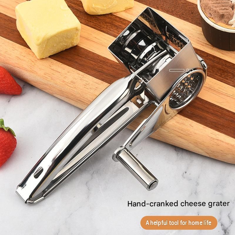 3-4 hole grater planer Stainless Steel Hand Crank Cheese Grater - Rotary Drum view 3