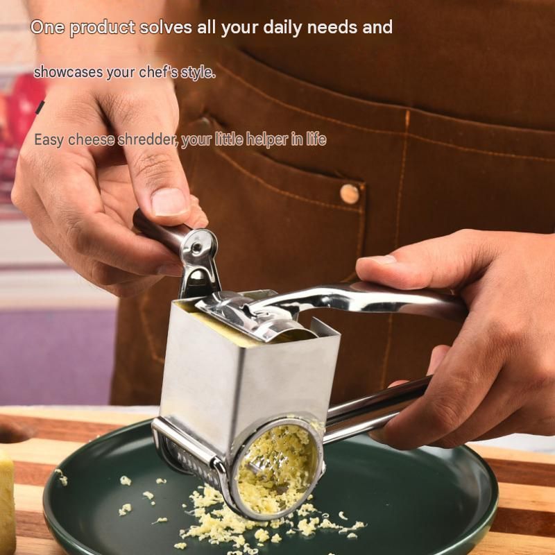 3-4 hole grater planer Stainless Steel Hand Crank Cheese Grater - Rotary Drum view 4