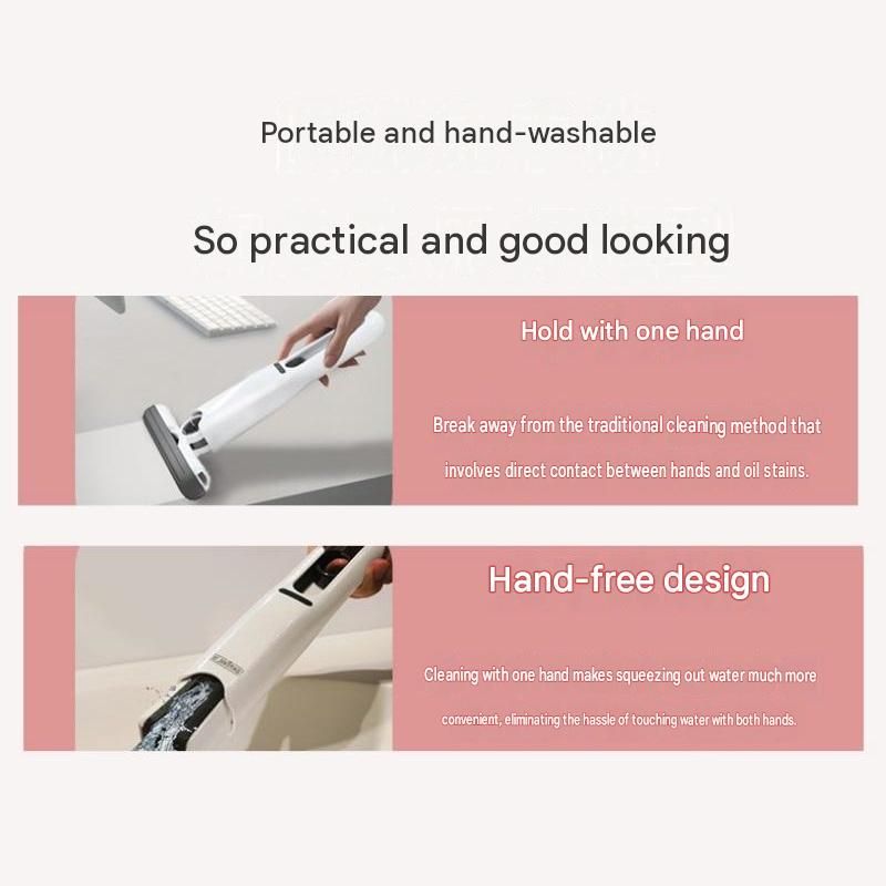 Mini Handheld Foldable Mop WIth ABS Handle and 3 Sponge Head- Hand-Free view 4