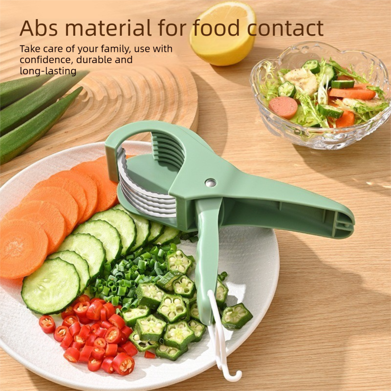 Green Multifunctional Fruit and Vegetable Slicer - Stainless Steel Blades view 2