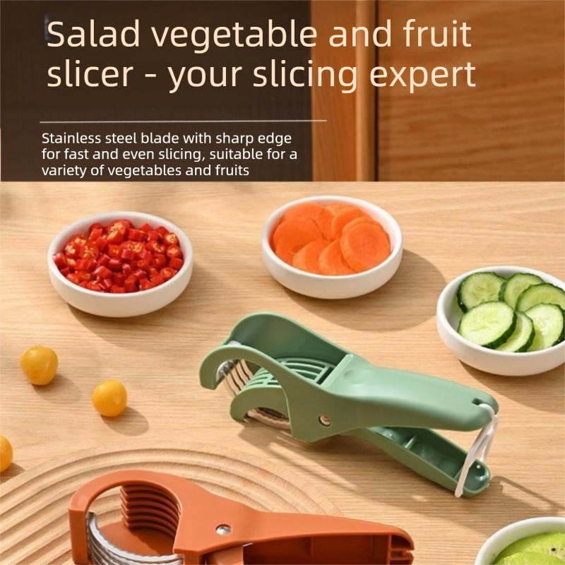 Green Multifunctional Fruit and Vegetable Slicer - Stainless Steel Blades view 5