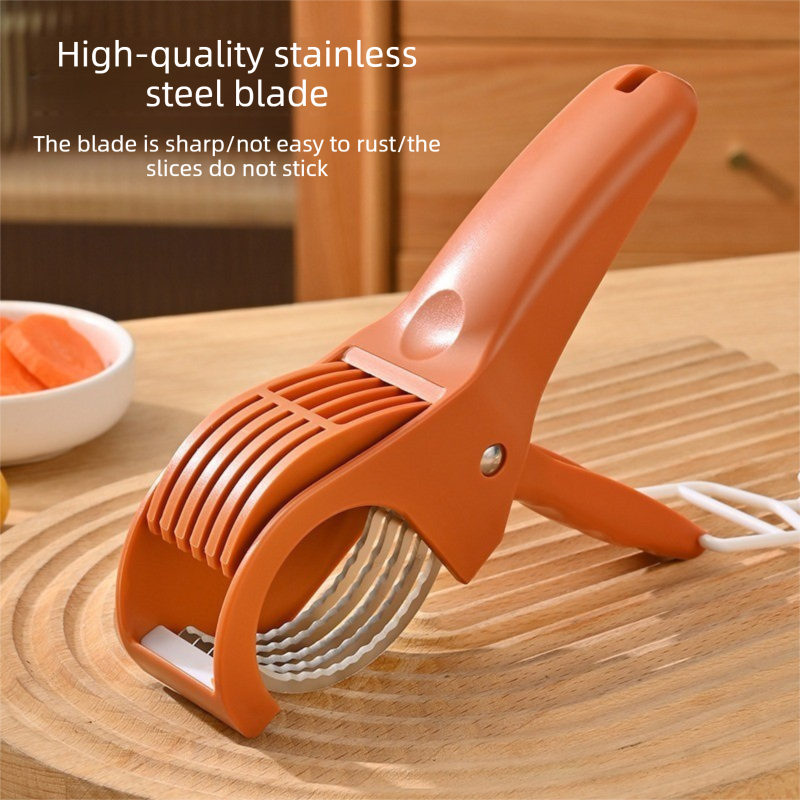 Red Multifunctional Fruit and Vegetable Slicer - Stainless Steel Blades view 4