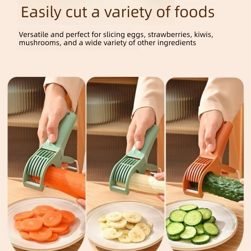 Red Multifunctional Fruit and Vegetable Slicer - Stainless Steel Blades view 6