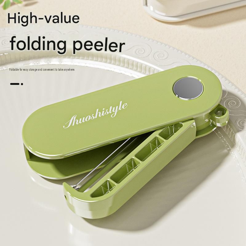 Home Fruit & Vegetable Peeling and Slicing Prep Set-Green Folding Peeler and view 2