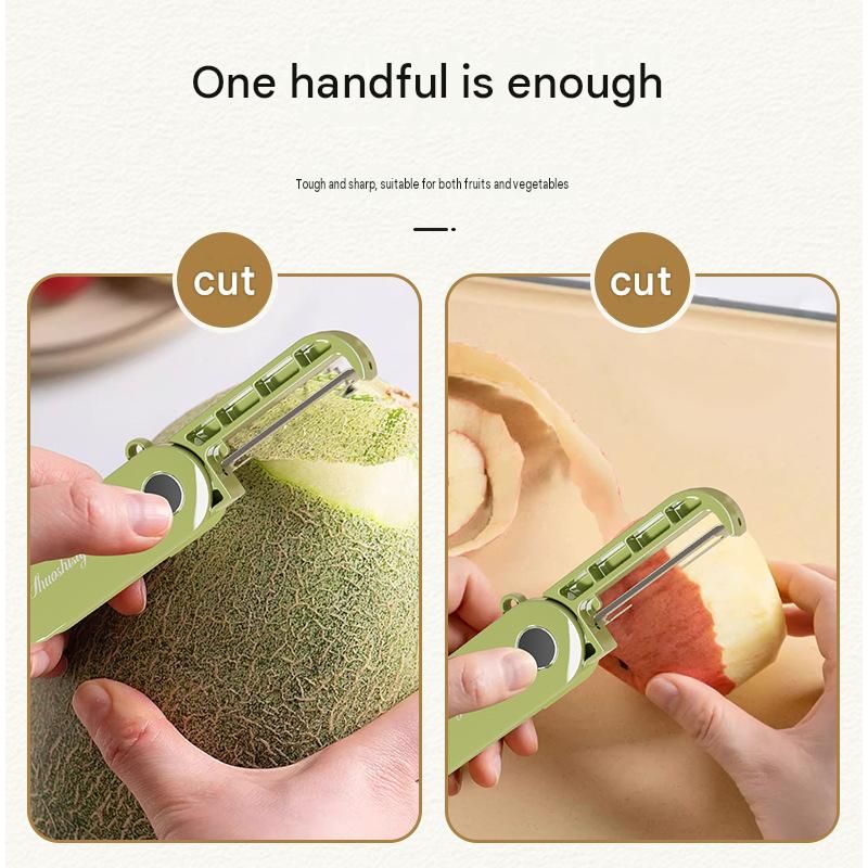 Home Fruit & Vegetable Peeling and Slicing Prep Set-Green Folding Peeler and view 3