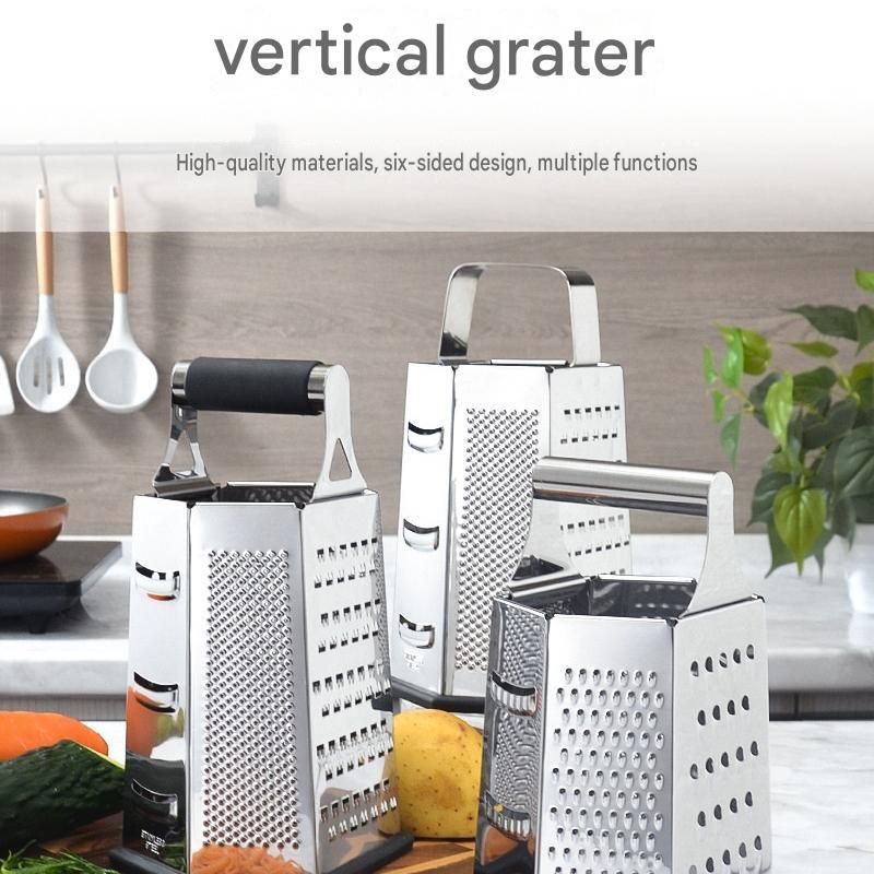 Multifunctional Six-Sided Box Vertical grater- TPR-sleeved handle - Stainless view 2