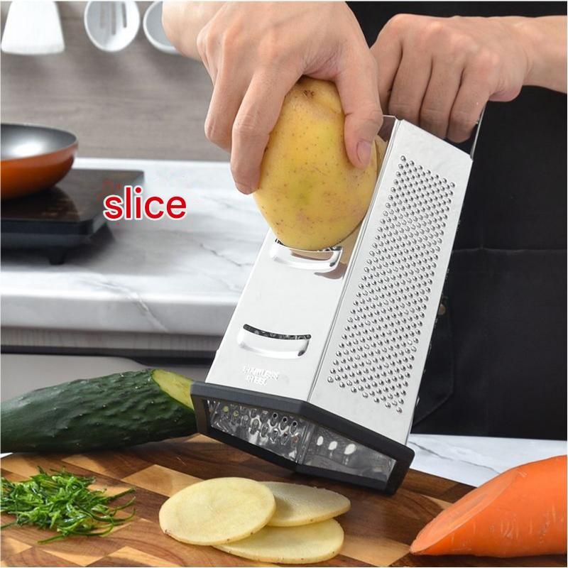 Multifunctional Six-Sided Box Vertical grater- Stainless steel flat handle view 6