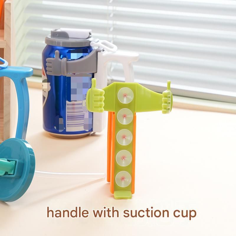 Blue Soda Can Holder with Handle and Suction Cups - Portable Plastic Stand for view 2