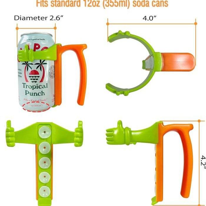 Blue Soda Can Holder with Handle and Suction Cups - Portable Plastic Stand for view 4