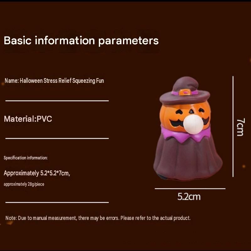 Halloween Squeeze Bubble Toy（Pumpkin witch） - PVC Squishy Figures with Pop-Up view 4