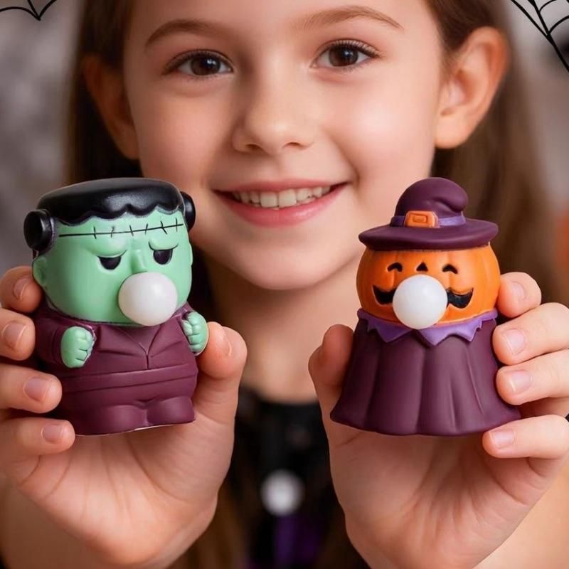 Halloween Squeeze Bubble Toy（Pumpkin witch） - PVC Squishy Figures with Pop-Up view 7