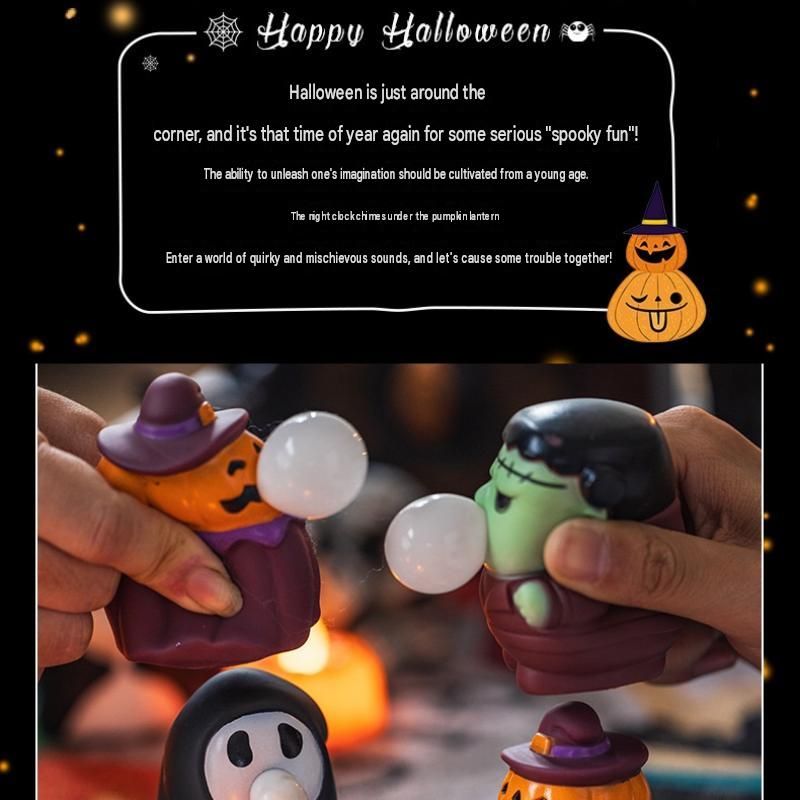 Halloween Squeeze Bubble Toy（Ghost） - PVC Squishy Figures with Pop-Up Bubble view 3