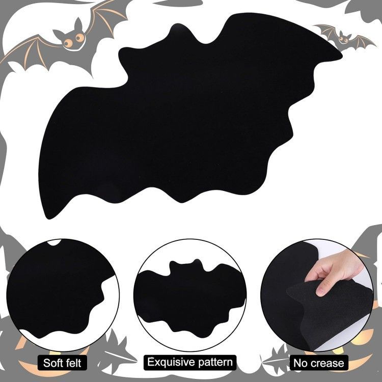 5-pieces 43*25cm Halloween bat-shaped mat - Felt Non-Slip Heat Resistant Table view 5