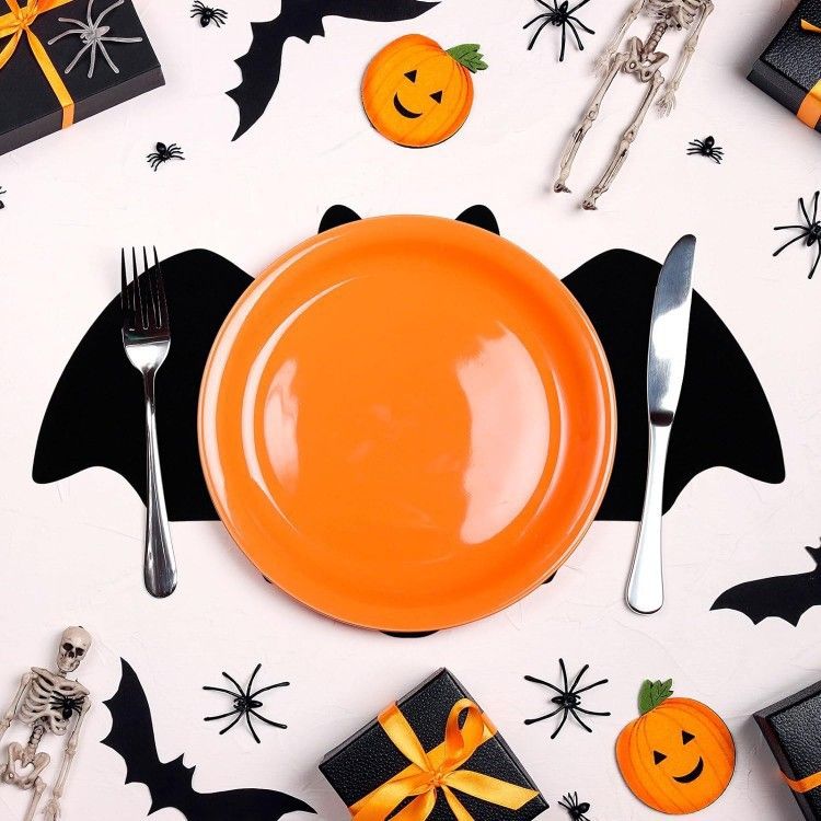 5-pieces 15*9cm Halloween bat-shaped mat - Felt Non-Slip Heat Resistant Table view 7