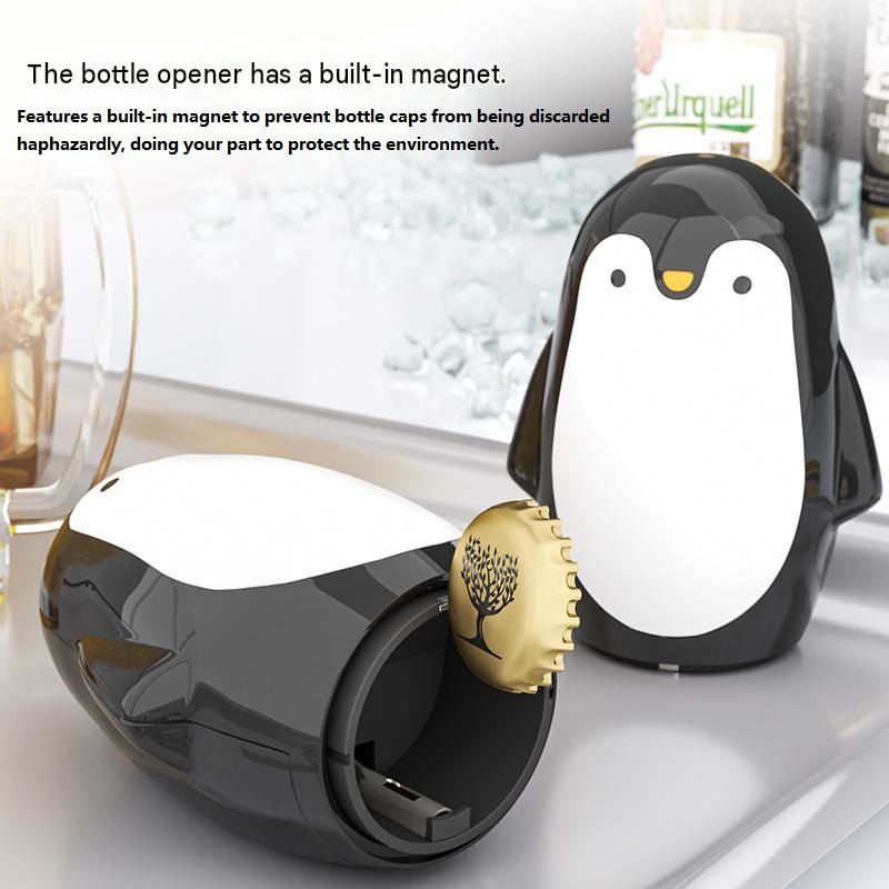 1 pcs Penguin-shaped design Bottle Opener - Stainless Steel and Plastic view 2