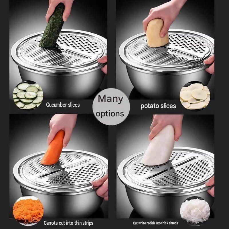 Small size Multifunctional Stainless Steel Vegetable Slicer and Grater Bowl view 3