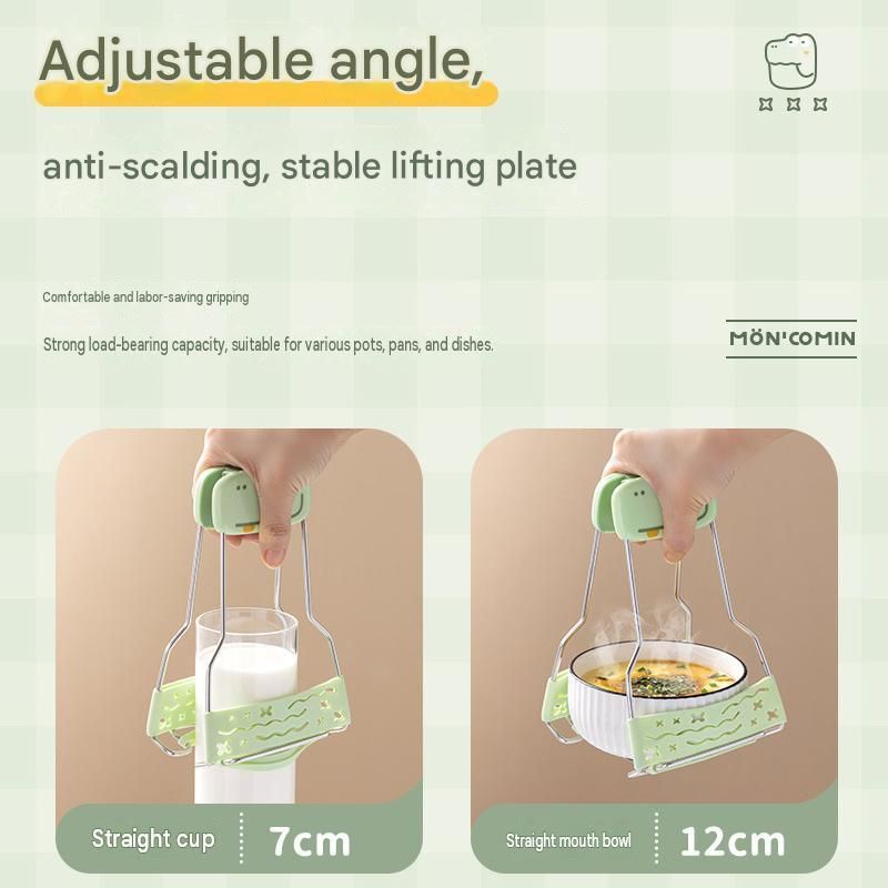 Adjustable Anti-Scald Dish Lifter - Silicone Grip Stainless Steel Plate view 3