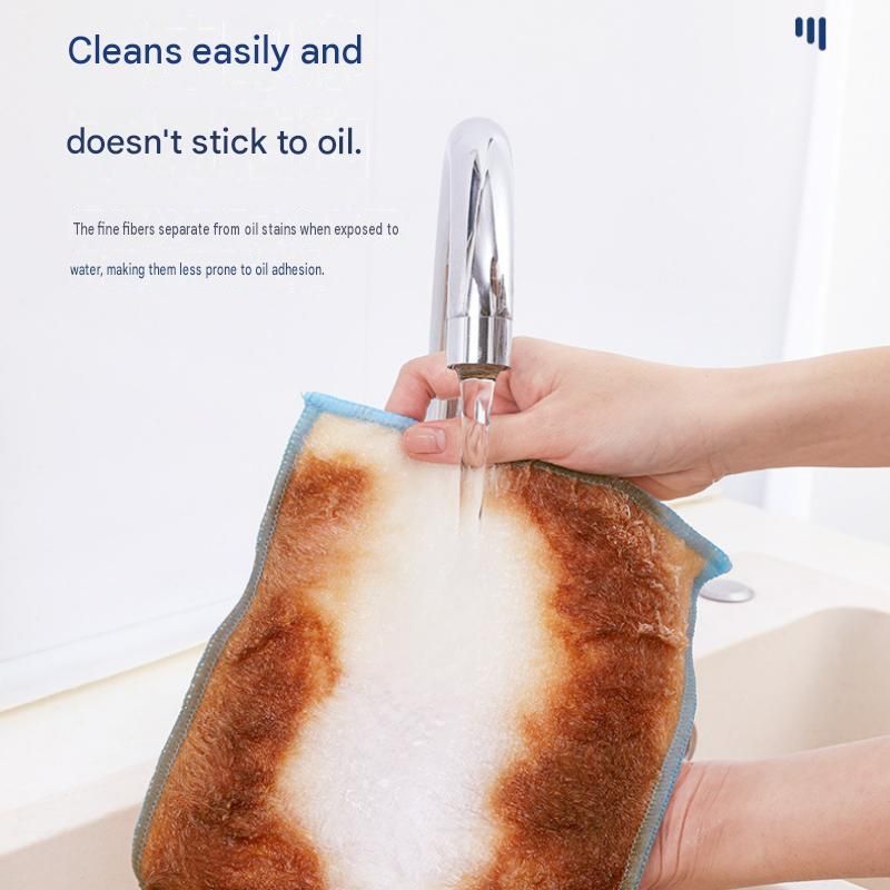 10-pcs 20*30cm Bamboo Fiber Kitchen Dishcloth - Non-Stick Oil Resistant view 8