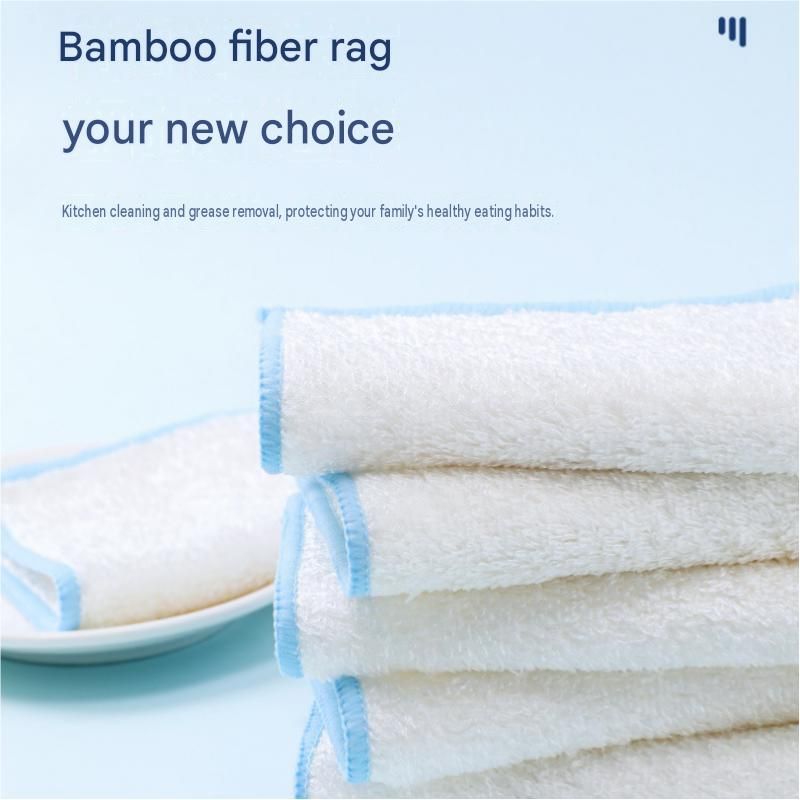 10-pcs 28*30cm Bamboo Fiber Kitchen Dishcloth - Non-Stick Oil Resistant view 3