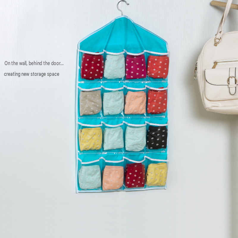 Pink 16 Pocket Hanging Wardrobe Organizer - Clear PE and Polyester Storage Bag view 3