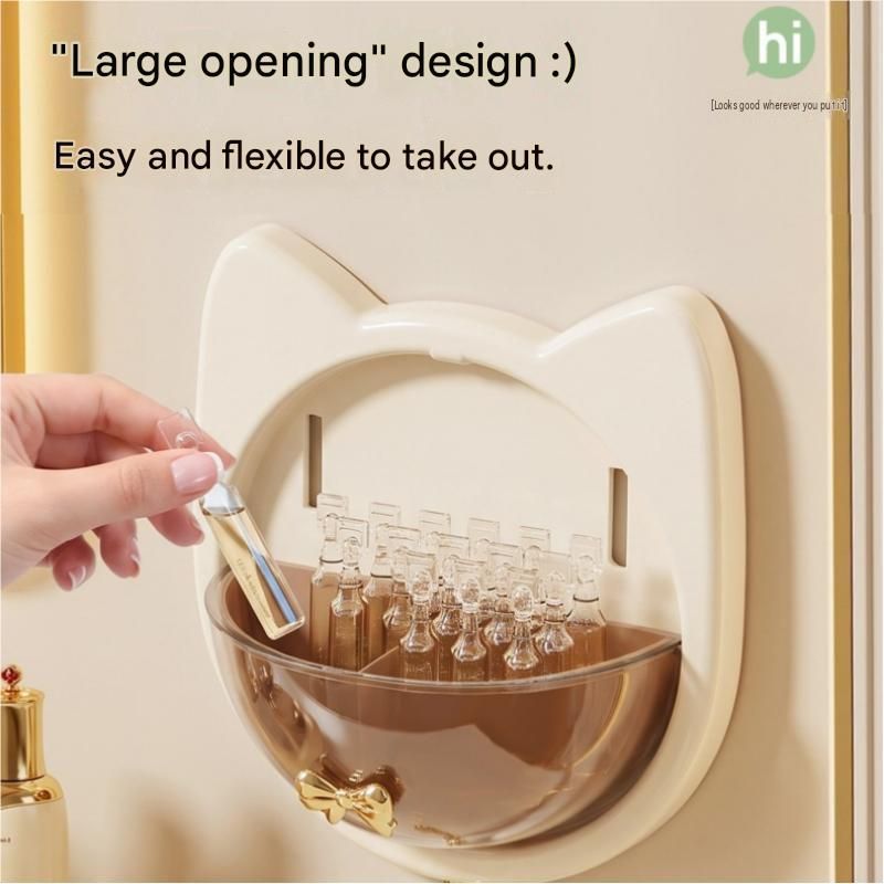 Green Cat-shaped design Wall Mount Storage Box - Dustproof Transparent Lid view 5