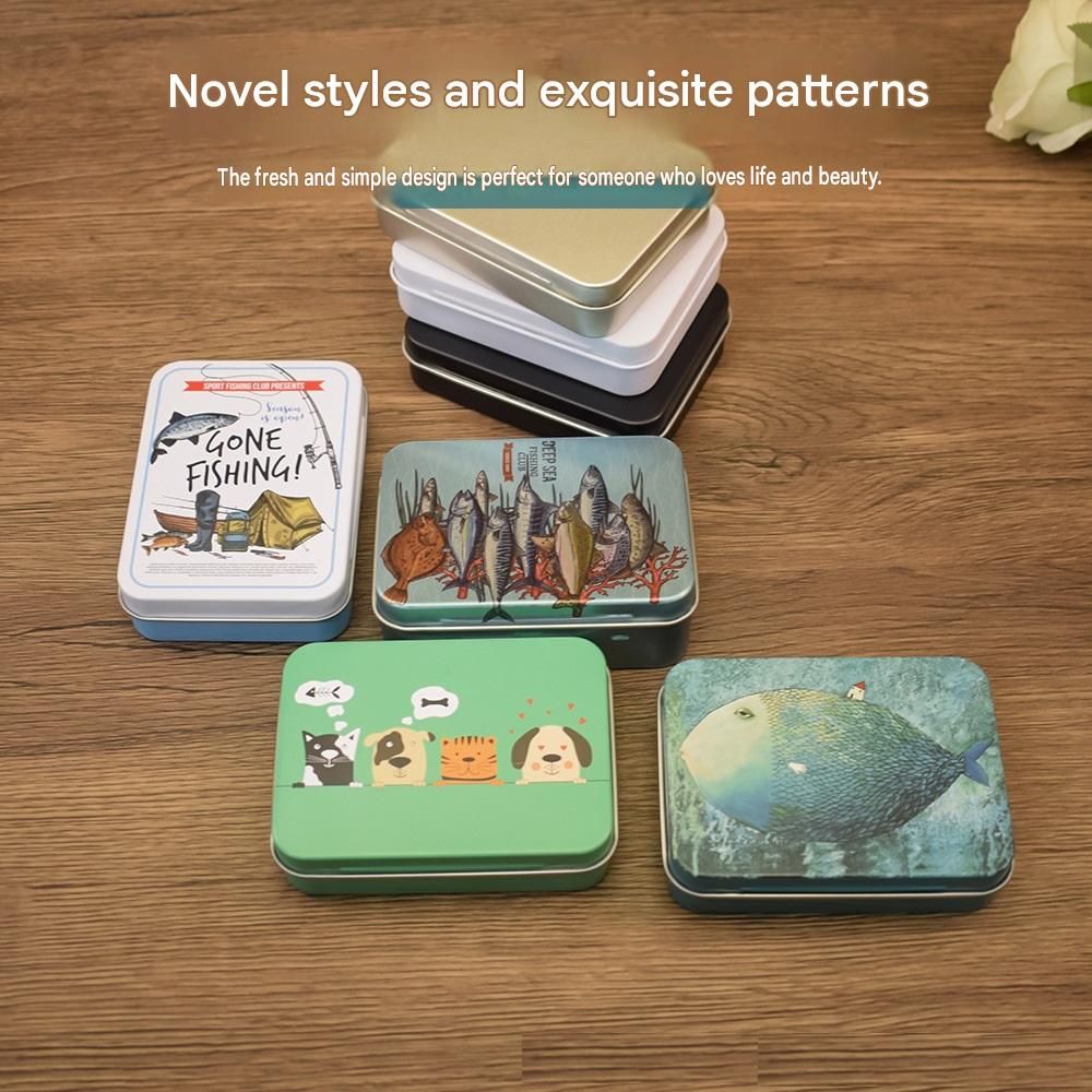 3-Pack Deep-sea fish patterns Portable Metal Storage Box for Cotton Swabs and view 7