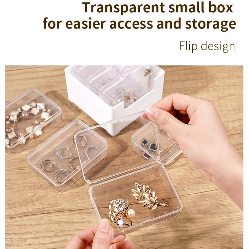 White Storage Box Set（Medium storage box + 7 small inner boxes） - Transparent view 3