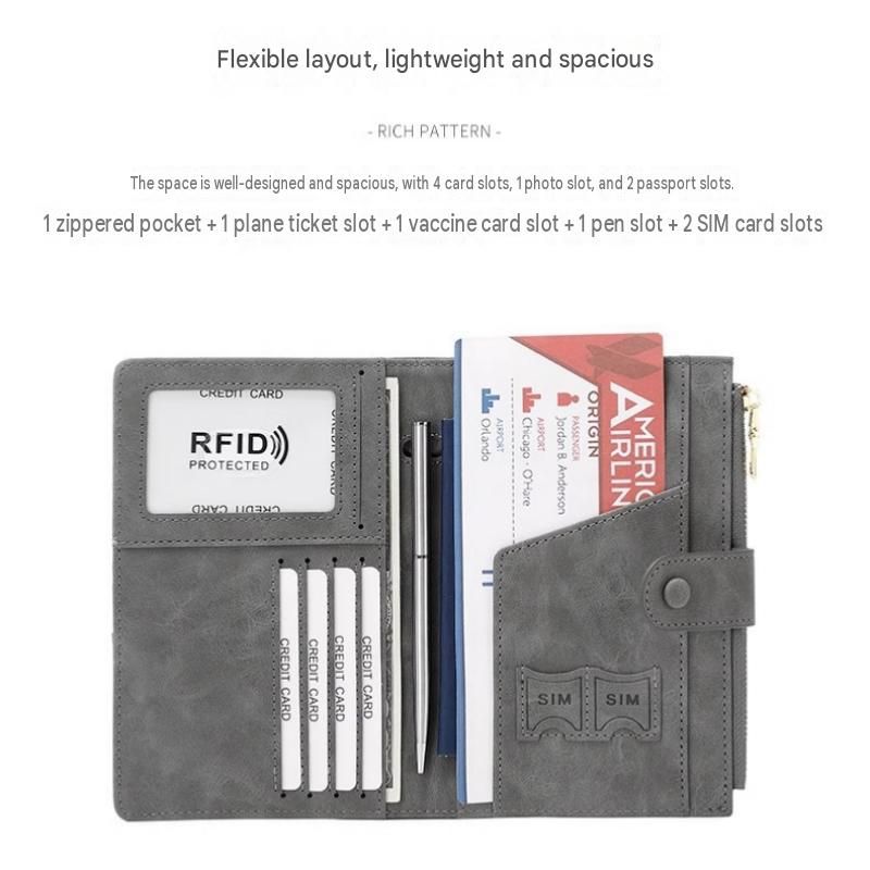 Grey RFID-Protected Travel Passport Wallet - Slim Multi-Compartment Organiser view 4
