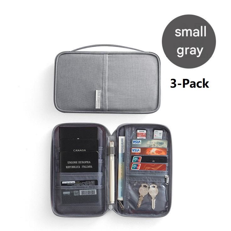 3-pack Small size Grey Travel Document Organiser - Waterproof Oxford Cloth — image 1