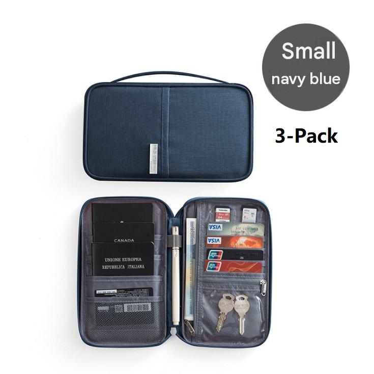 3-pack Small size Navy Blue Travel Document Organiser - Waterproof Oxford — image 1