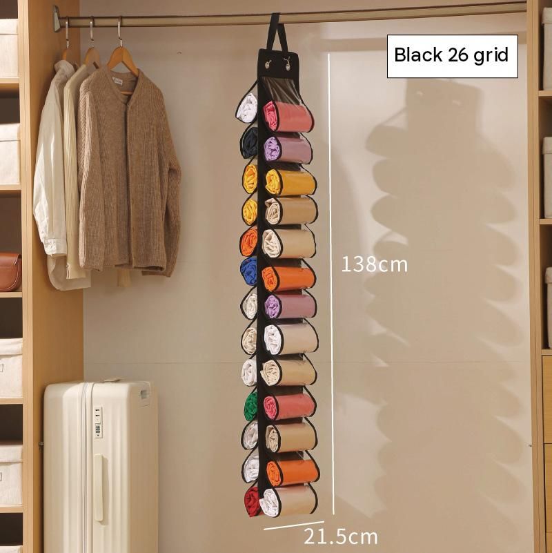 Black 26-compartment Hanging Clothes Organiser - Double Sided Transparent view 7