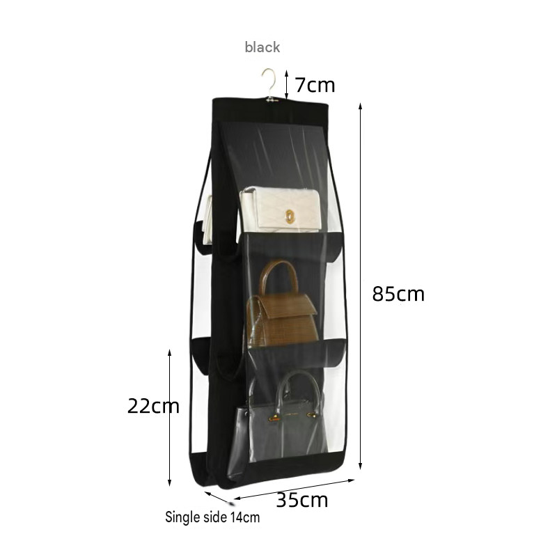 Black Home Organisation Set - 6 Pocket Handbag Hanging Organiser and 16 Slot view 7