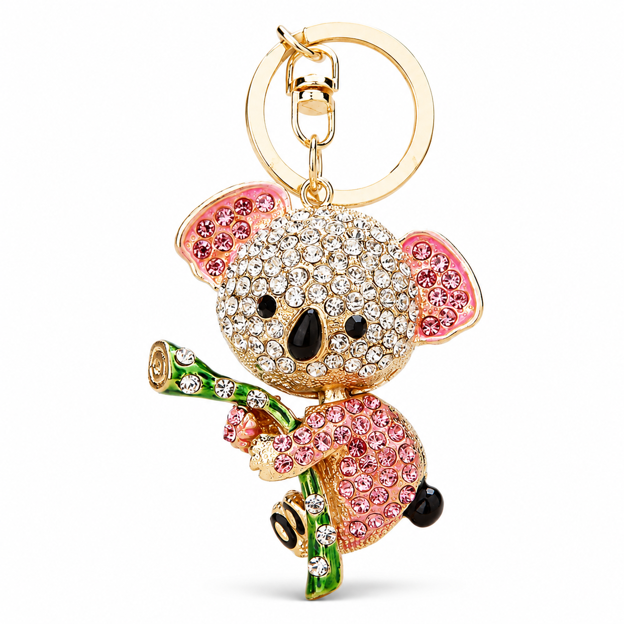 Pink Rhinestone Koala Keychain - Eco Friendly Zinc Alloy Metal Key Ring with — image 1