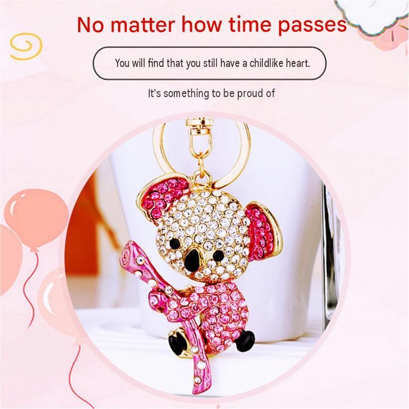 Purple Rhinestone Koala Keychain - Eco Friendly Zinc Alloy Metal Key Ring with view 3