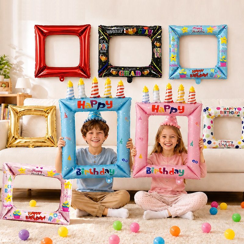 5-pack Pink Happy Birthday Foil Balloon Photo Frame - Inflatable Party view 4