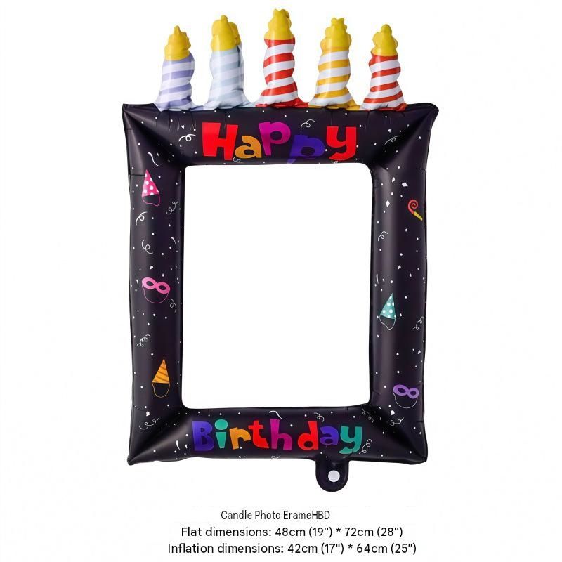 5-pack Black Happy Birthday Foil Balloon Photo Frame - Inflatable Party — image 1