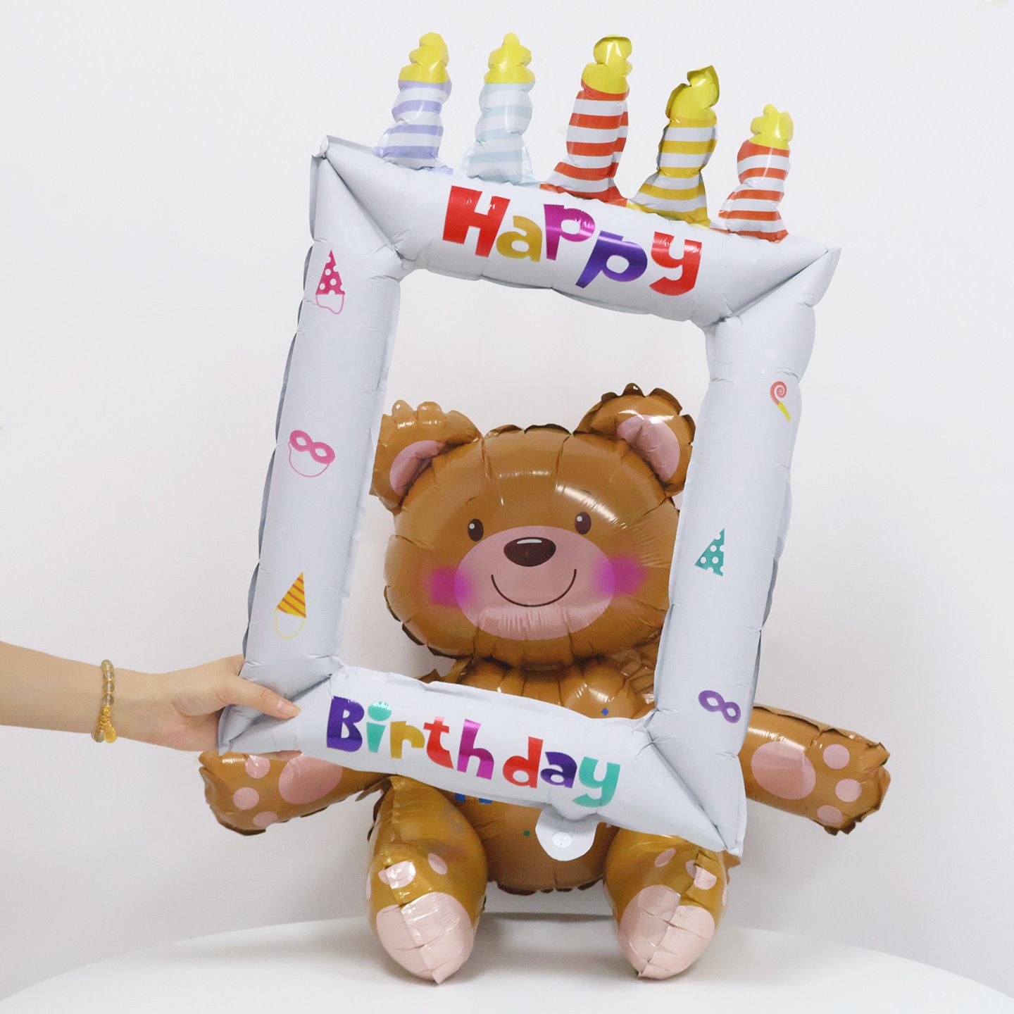 5-pack Black Happy Birthday Foil Balloon Photo Frame - Inflatable Party view 3