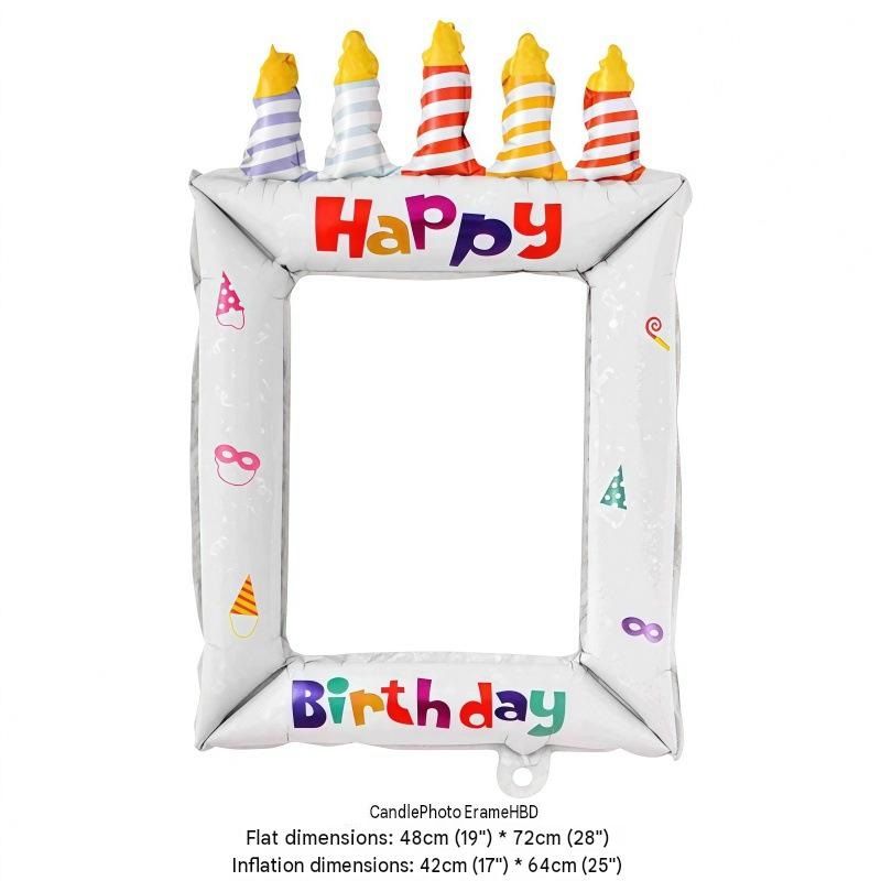 5-pack White Happy Birthday Foil Balloon Photo Frame - Inflatable Party — image 1