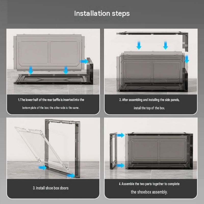 4 transparent black ones Stackable Magnetic Shoe Storage Box - Transparent PS view 8
