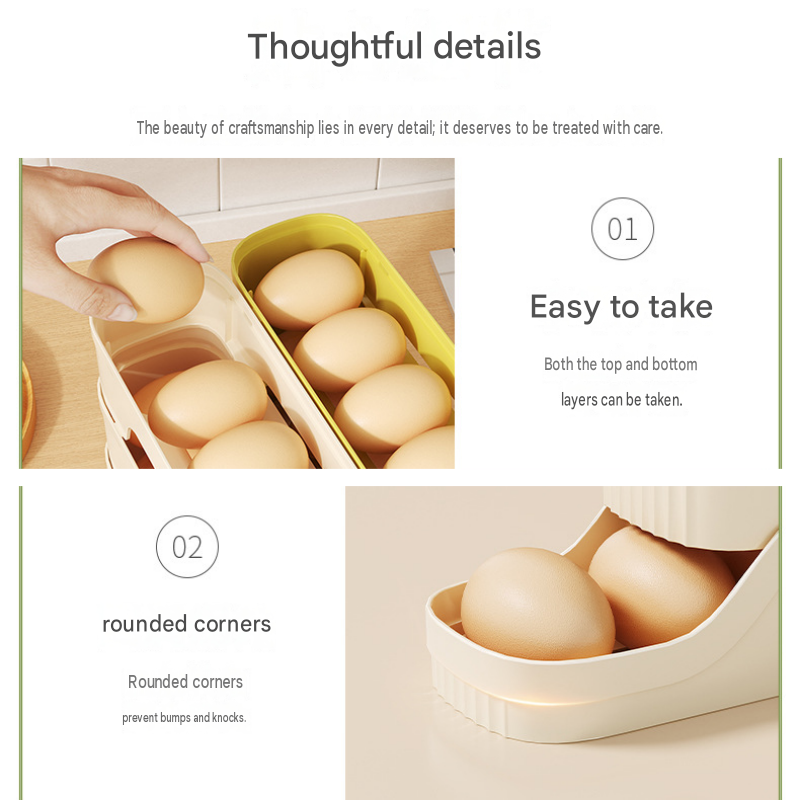 2-Tier Green Rolling Egg Storage Box - Grade PP Plastic - Automatic Dispensing view 7