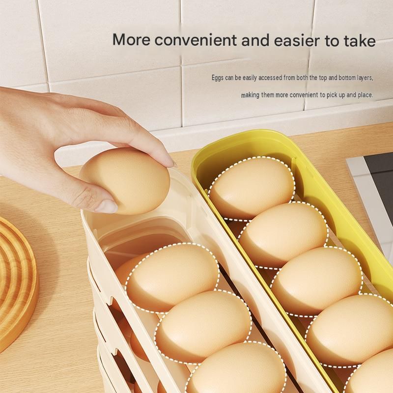 4-Tier Green Rolling Egg Storage Box - Grade PP Plastic - Automatic Dispensing view 6