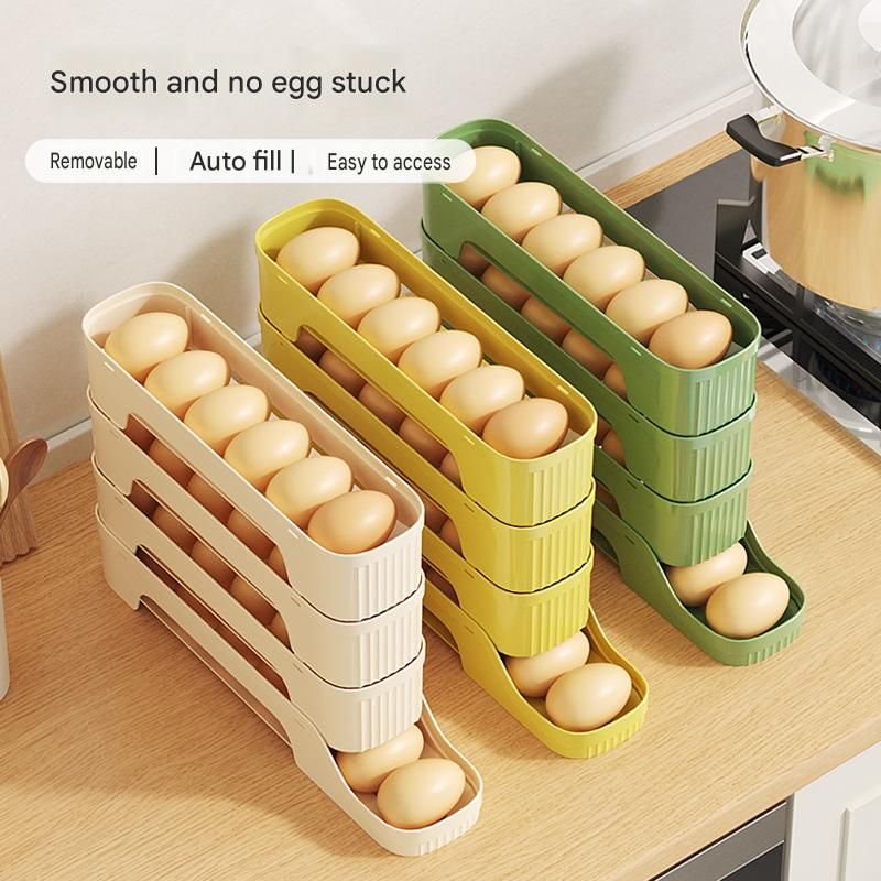 3-Tier Beige Rolling Egg Storage Box - Grade PP Plastic - Automatic Dispensing view 5