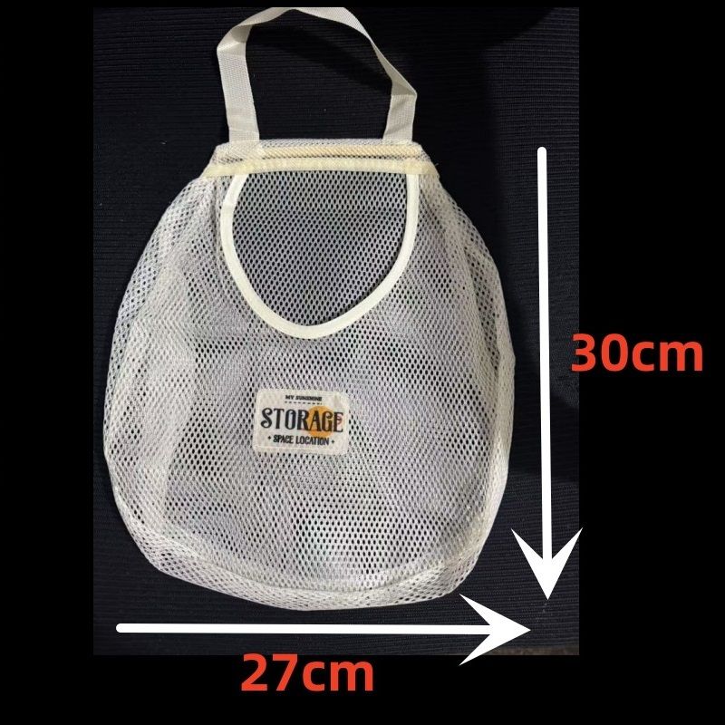 3 pcs Beige Hanging Mesh Storage Bag - Breathable Canvas Organizer for Socks view 9