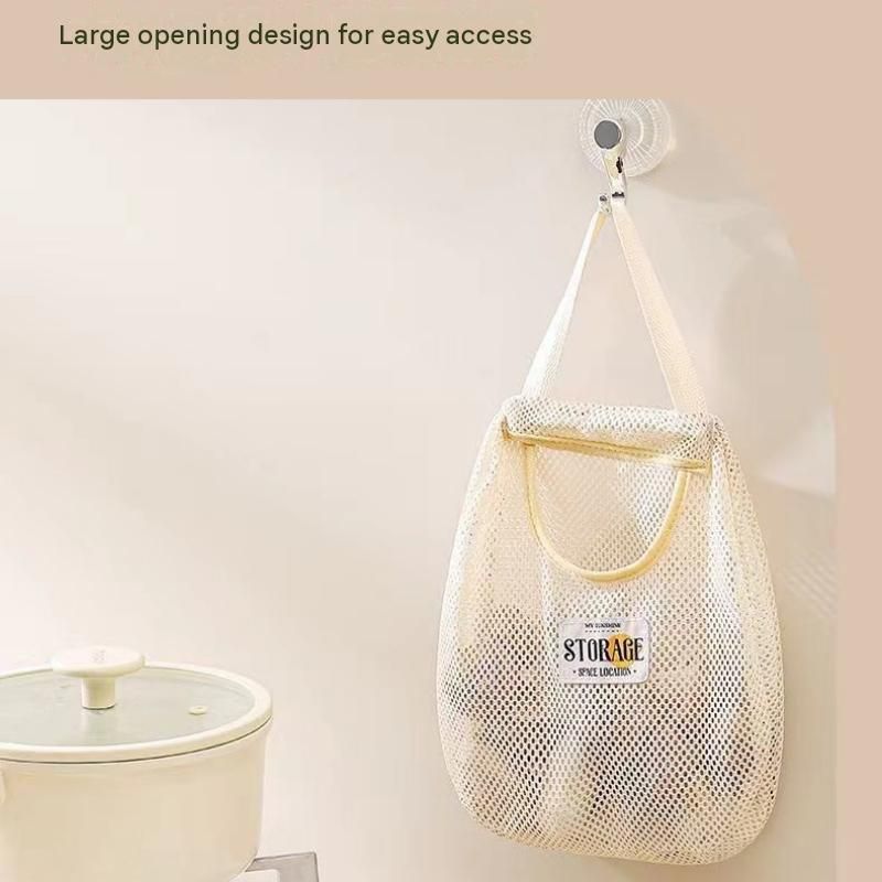 4 pcs Beige Hanging Mesh Storage Bag - Breathable Canvas Organizer for Socks view 5