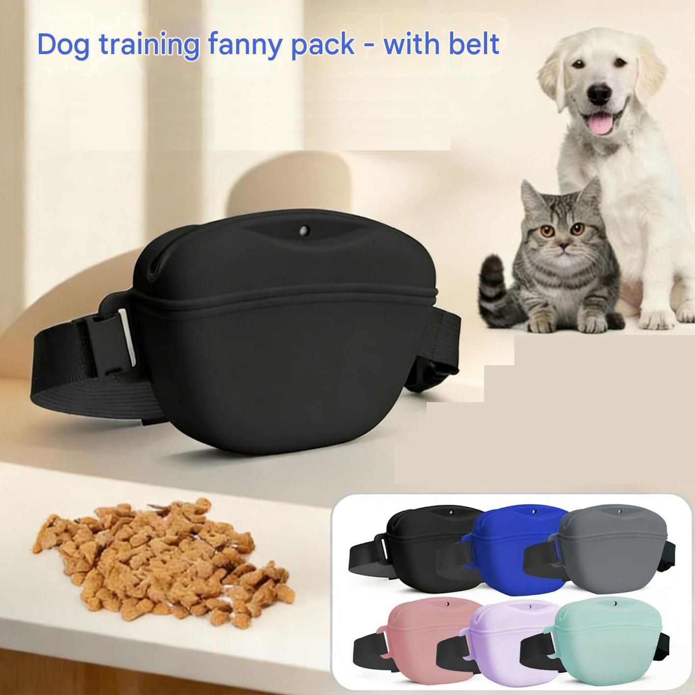 Grey Portable Silicone Pet Water Bottle and Treat Pouch Set - 550ml Foldable view 9