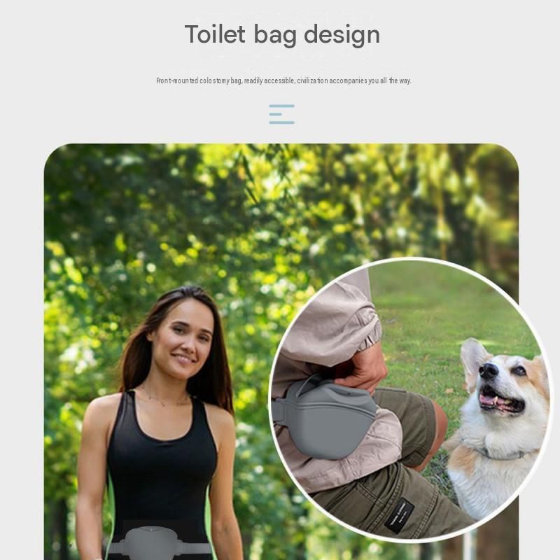 Grey Portable Silicone Pet Water Bottle and Treat Pouch Set - 550ml Foldable view 10