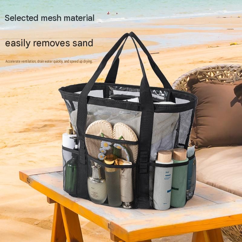 Purple small size Large Capacity Mesh Beach Tote Bag - Breathable PET with view 3