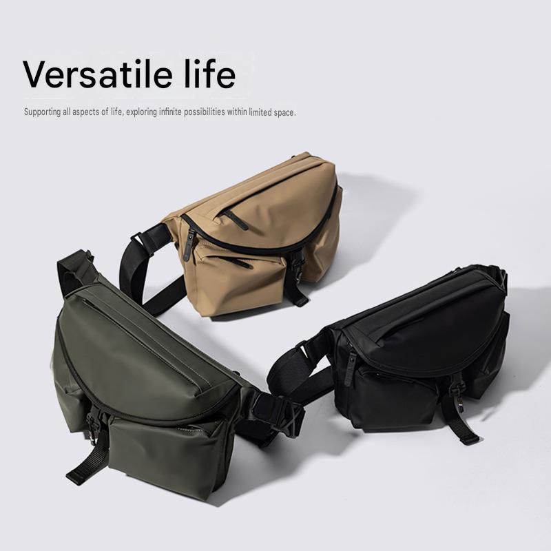 Black Ultra-Light Men's Crossbody Bag - PU Water-Resistant Sling Bag with view 3