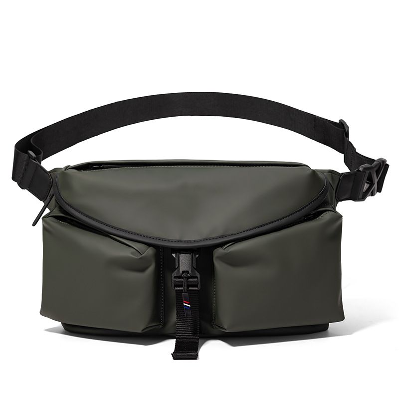 Green Ultra-Light Men's Crossbody Bag - PU Water-Resistant Sling Bag with