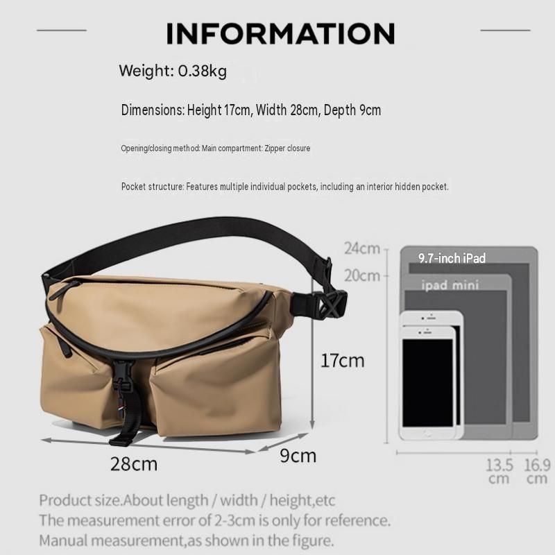 Green Ultra-Light Men's Crossbody Bag - PU Water-Resistant Sling Bag with view 6